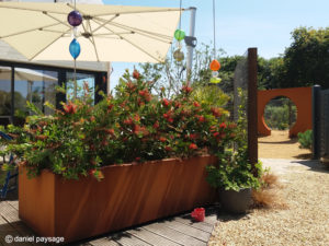 Terrasse bois-corten-arche-bac